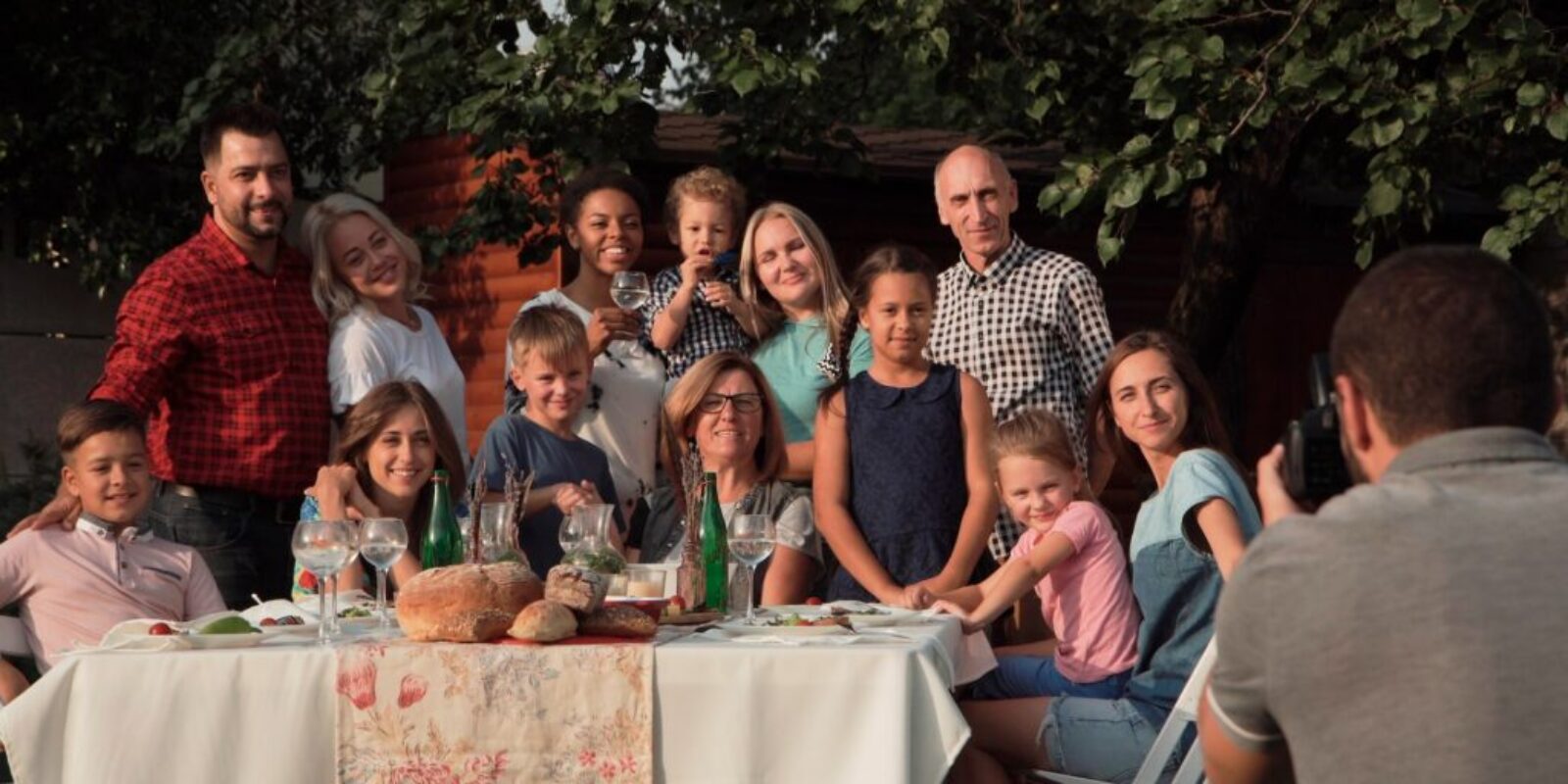 Family posing for photo